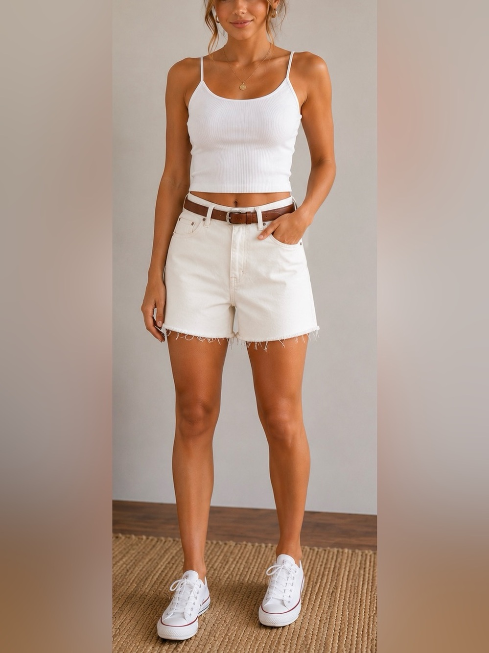 Vintage Unionbay Off-White Denim Shorts 9/10 Y2K Raw Hem 100% Cotton